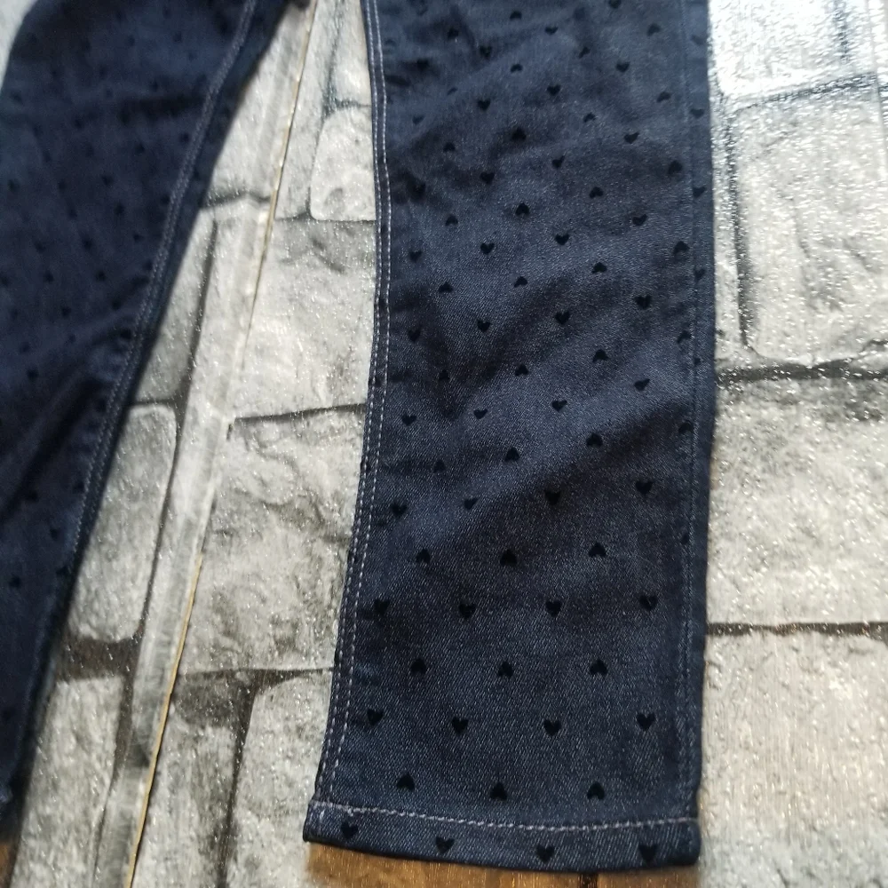 Oshkosh Jeans Girls Size 6 Blue Heart Print New